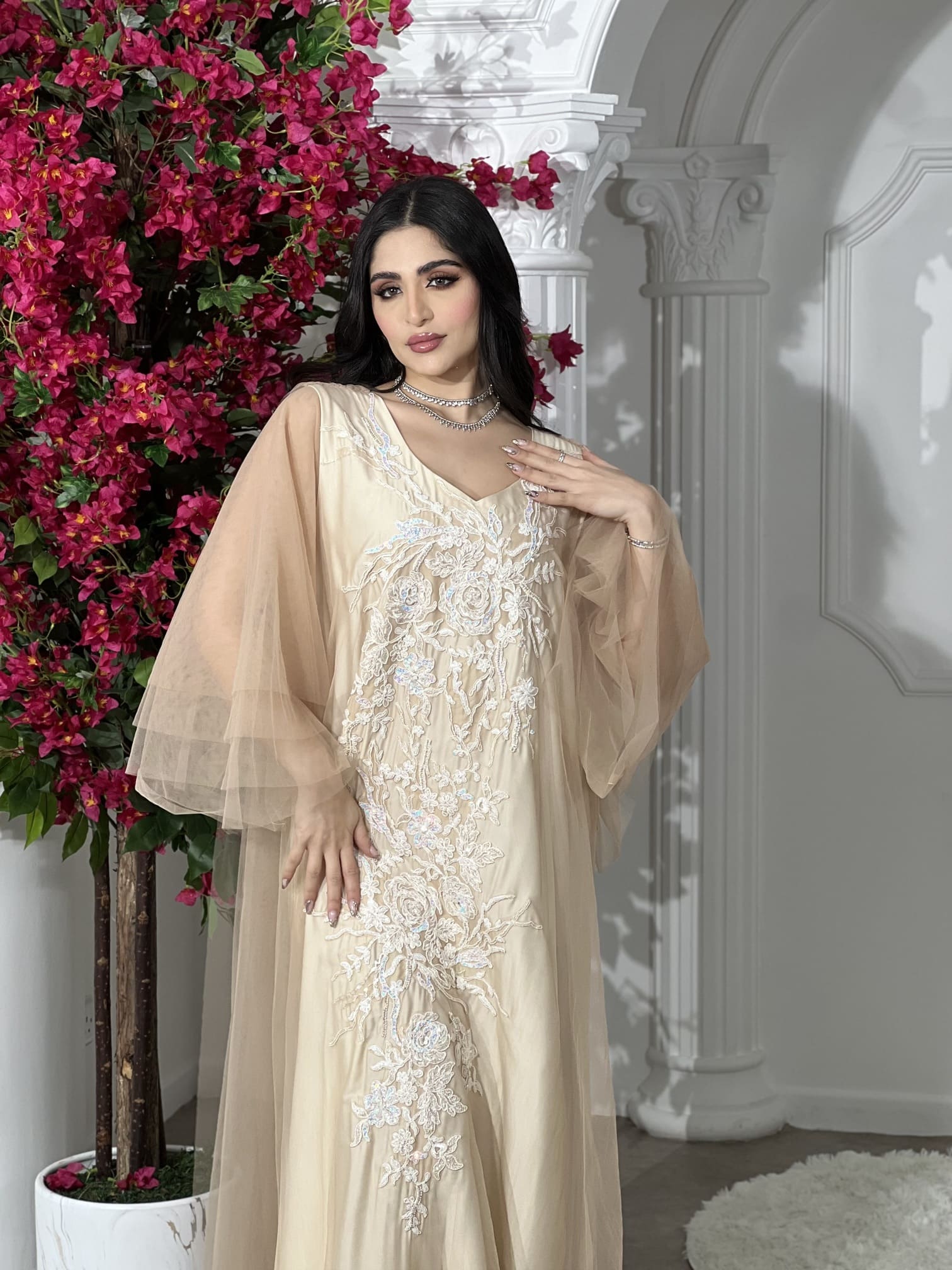 off white with skin dress | JALABIYA