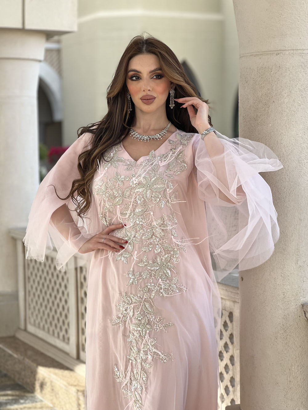 Flamingo pink Jalabia|JALABIYA