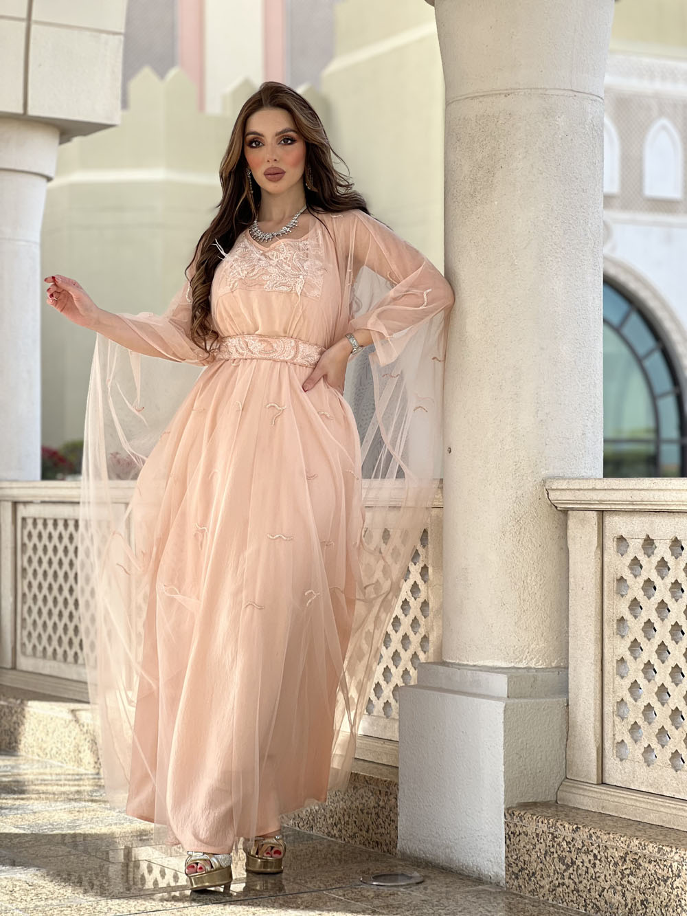 Light Peach Kaftan | JALABIYA